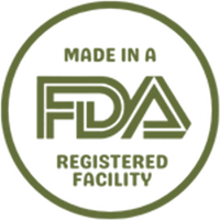 Round icon noting "Made in a FDA Registered Facility"